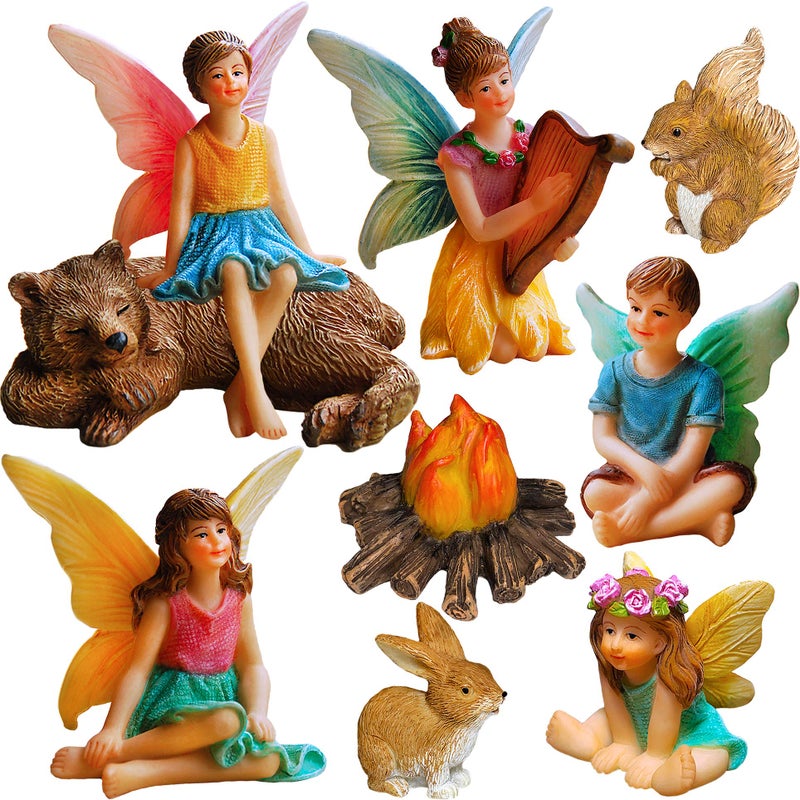 Mood Lab Fairy Garden - Miniature Fairies Figurines Accessories - Camping Kit of 9 pcs - Set for Outdoor or House Decor - Image 1
